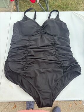 Classic Black Ruched One-Piece Swimsuit